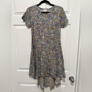 LuLaRoe High Low Dress in Denim with Orange Floral